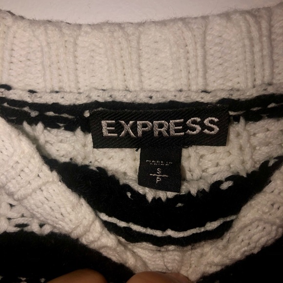 Black & White striped chunky Express sweater Sz S - Picture 2 of 3